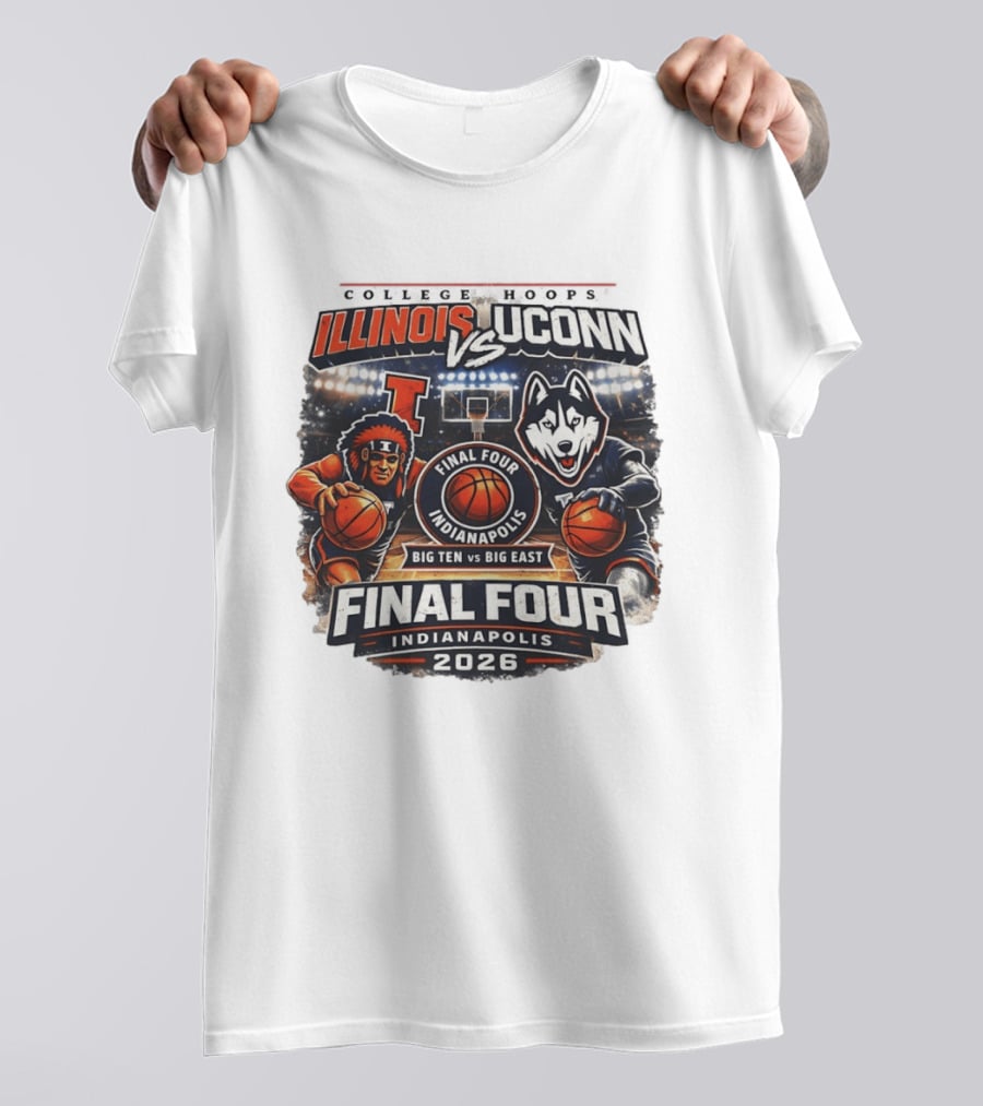 Illinois Fighting Illini Vs UConn Huskies Final Four Indianapolis 2026 Big Ten Vs Big East T-Shirt
