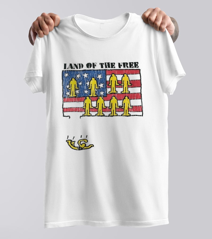 Land Of The Free USA Flag With Yellow Figures And Stars T-Shirt