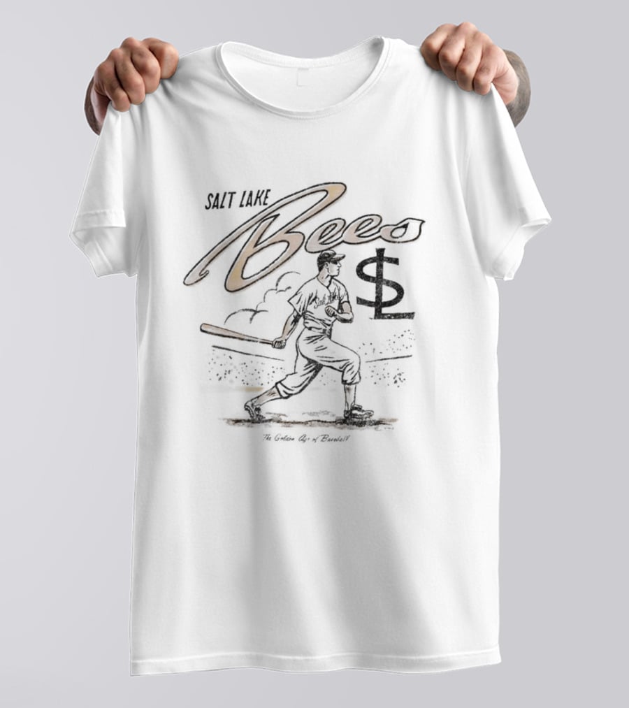 Salt Lake Bees Golden Age Batter Historic Baseball Image T-Shirt