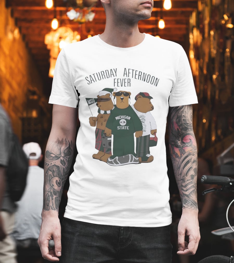 Michigan State Spartans Three Bears Saturday Afternoon Fever MSU T-Shirt