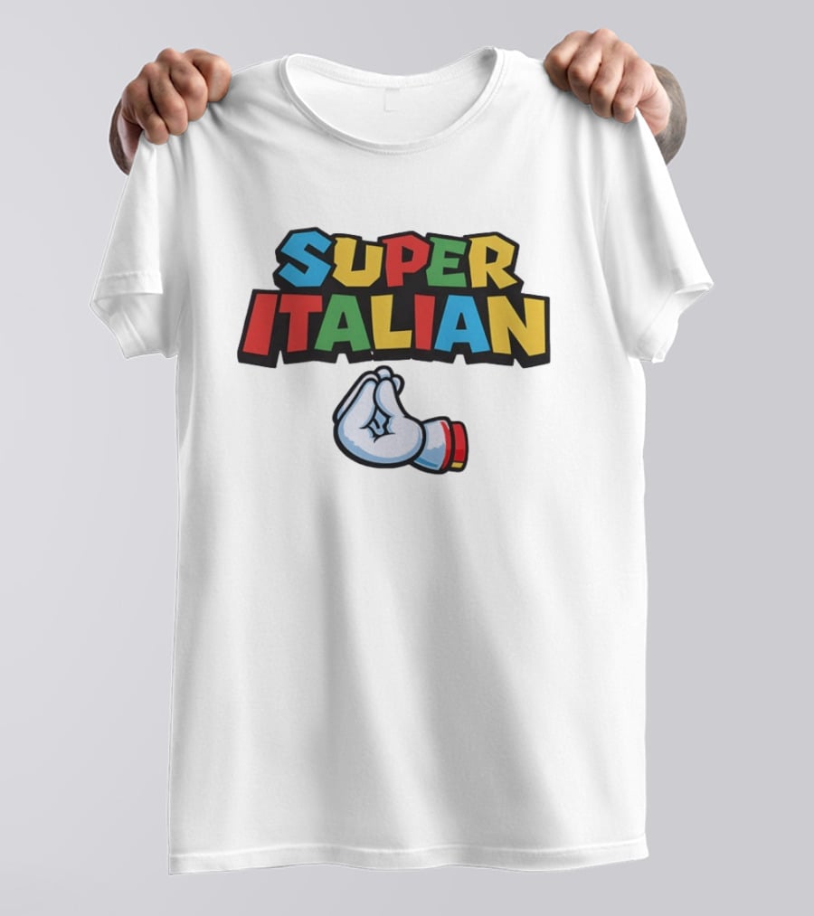 Super Italian Hand Gesture Colorful Letters T-Shirt