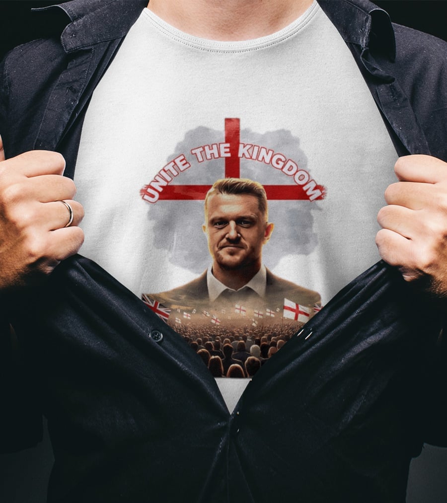 Unite The Kingdom Tommy Robinson England Flag Crowd T-Shirt