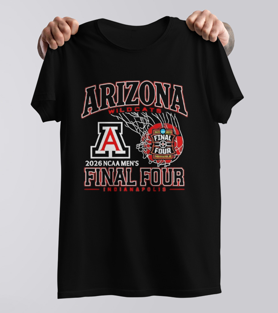 Arizona Wildcats 2026 NCAA Men's Final Four Indianapolis Basketball Hoops Action T-Shirt