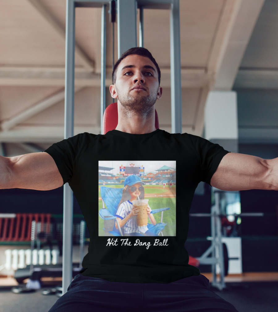 Barbie Ballfield Dark Hit The Dang Ball Baseball Stadium Scene With Player And Large Drink T-Shirt