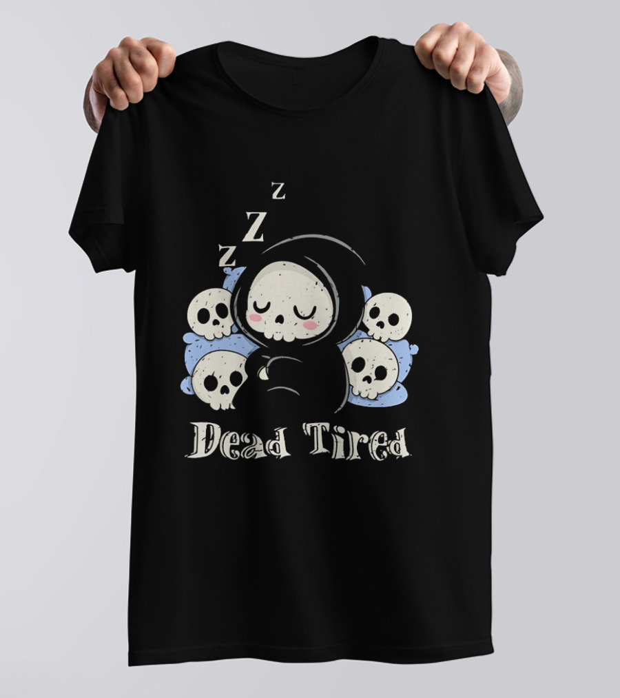 Grim Reaper Sleeping Among Skulls Dead Tired With ZZZ T-Shirt