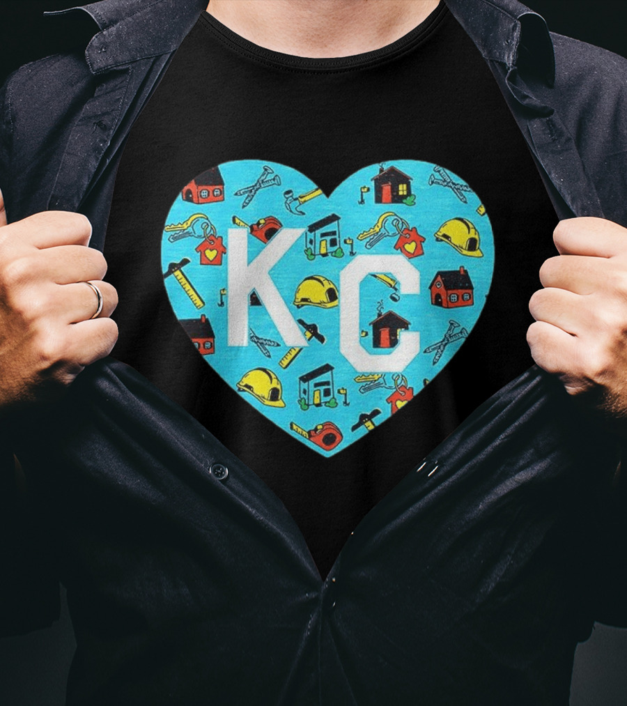 Habitat For Humanity Kansas City KC Heart With Tools And Houses T-Shirt