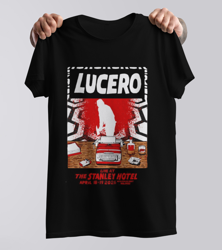 LUCERO Estes Park CO 2026 Red Typewriter Scene T-Shirt