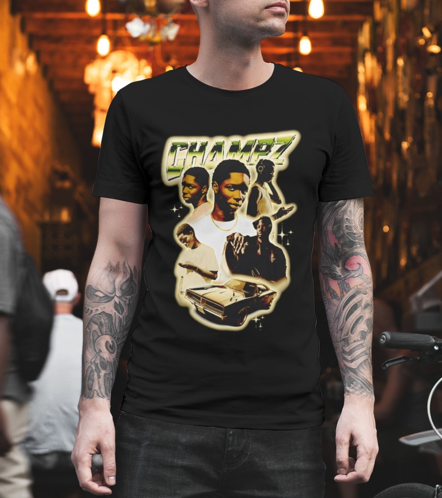 Champz Musical Artist Retro Style Car And Portraits T-Shirt