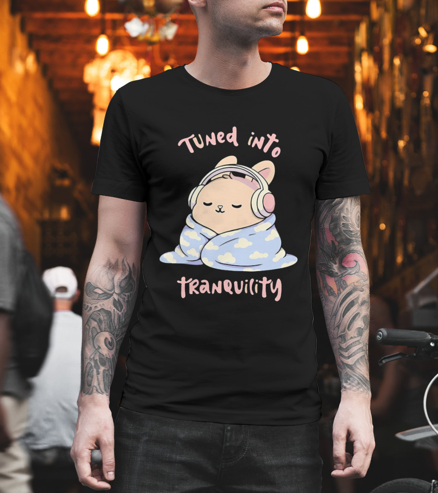 Tuned Into Tranquility Chill Bunny With Headphones T-Shirt