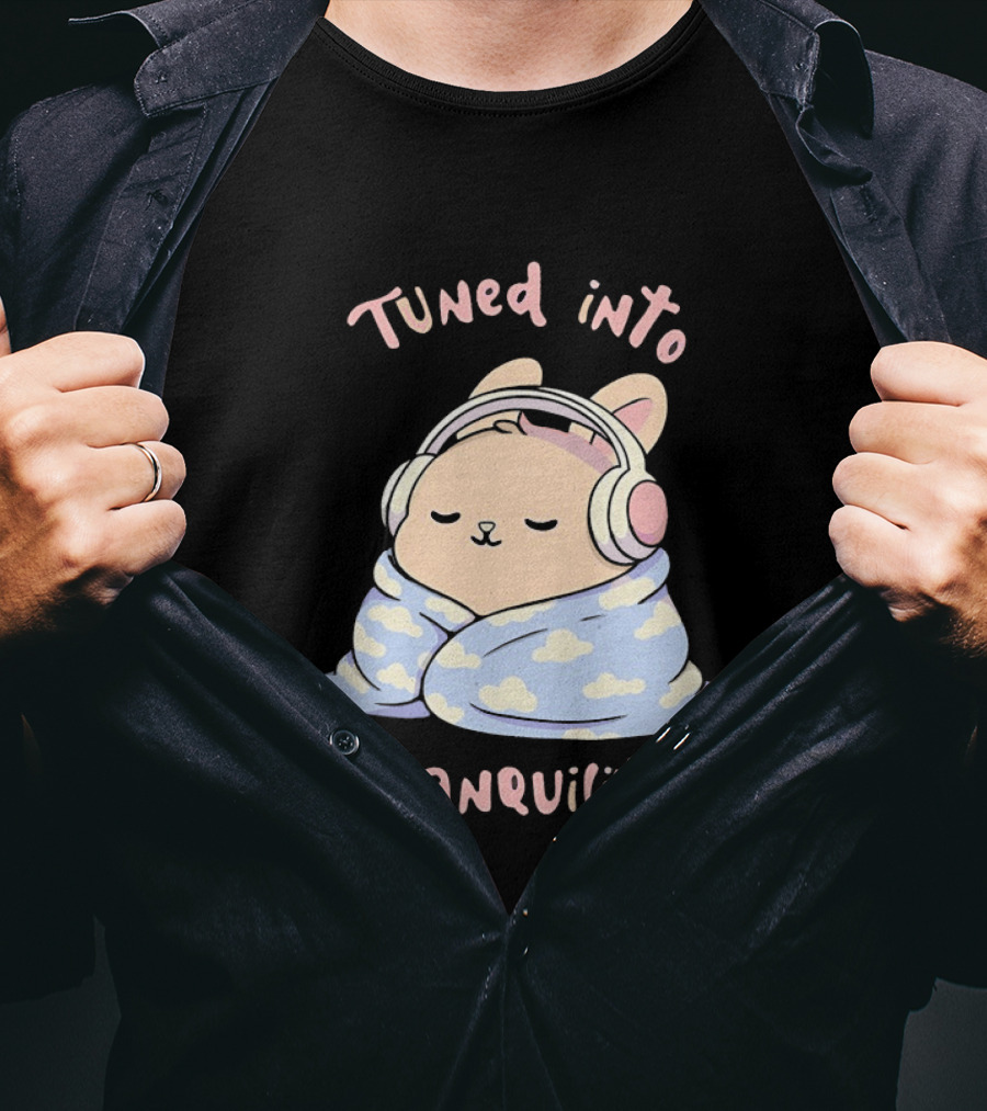 Tuned Into Tranquility Chill Bunny With Headphones T-Shirt