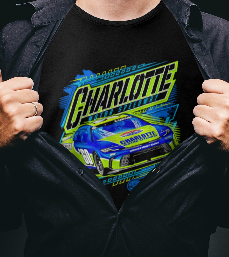 Charlotte Motor Speedway Neon Car Racing Experience T-Shirt