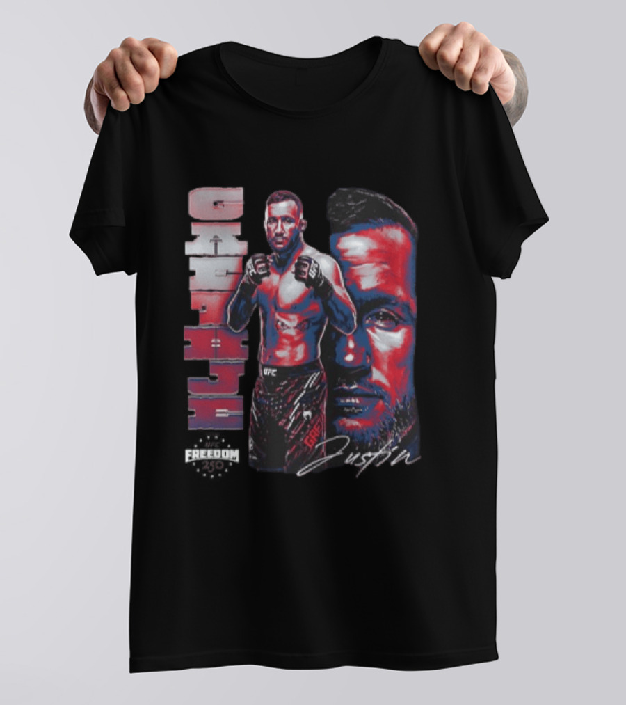 Justin Gaethje UFC Fighter Portrait And Name T-Shirt
