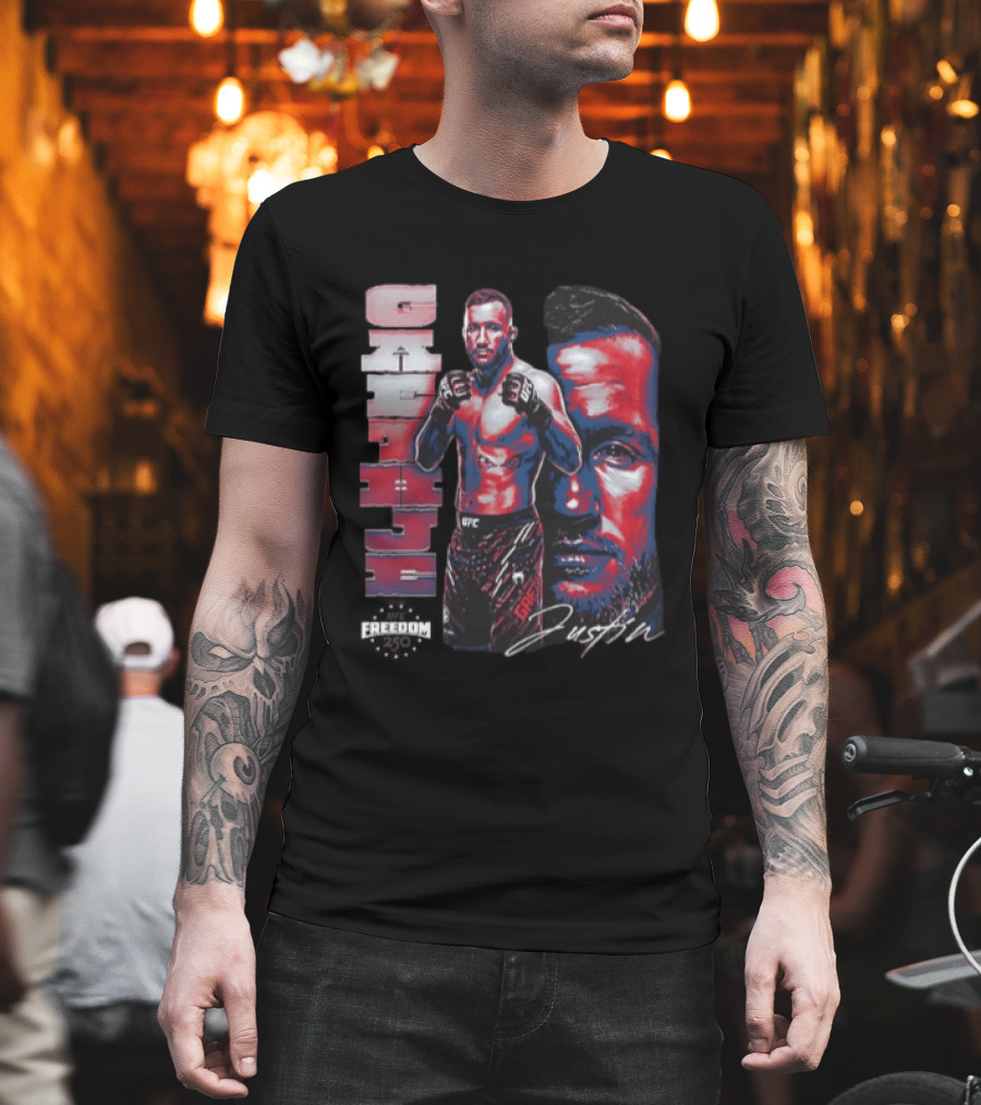 Justin Gaethje UFC Fighter Portrait And Name T-Shirt