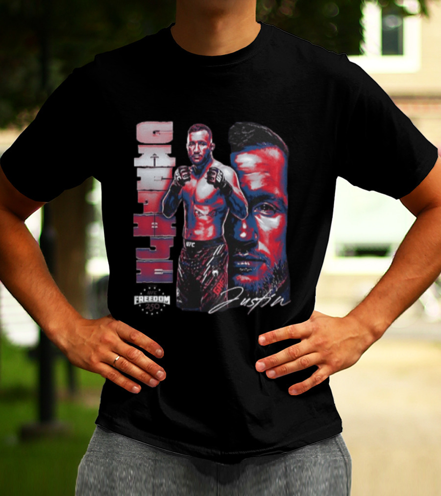 Justin Gaethje UFC Fighter Portrait And Name T-Shirt