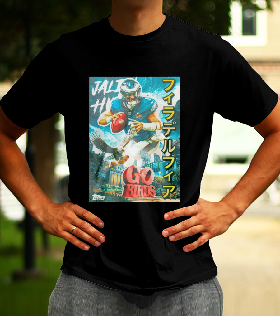 Jalen Hurts Philadelphia Eagles Go Birds Japanese Text Topps T-Shirt