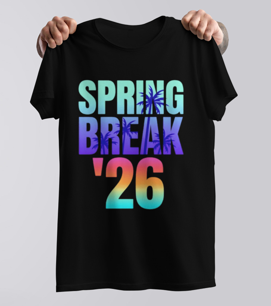 Spring Break '26 Sunset Palm Trees Ocean Vibes T-Shirt