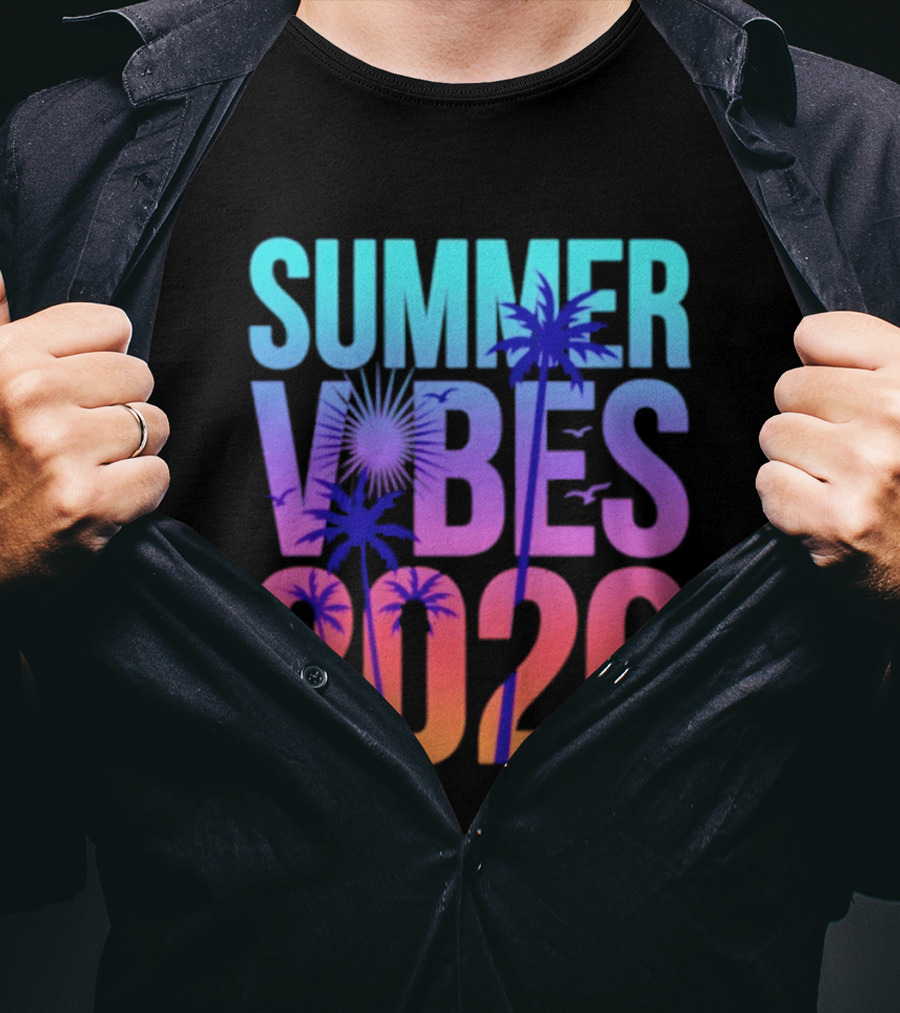 Summer Vibes 2026 Sunset Palm Trees And Tropical T-Shirt