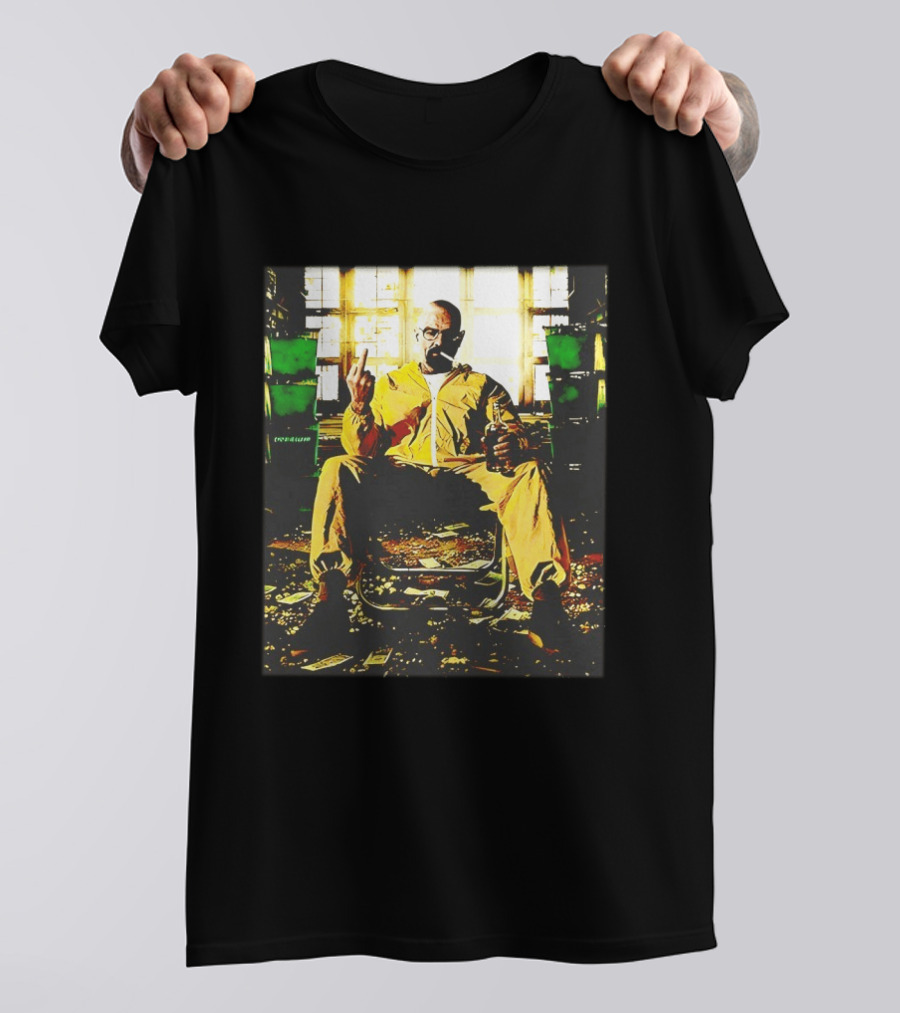 Breaking Bad Walter White Iconic Yellow Suit Middle Finger Scene T-Shirt