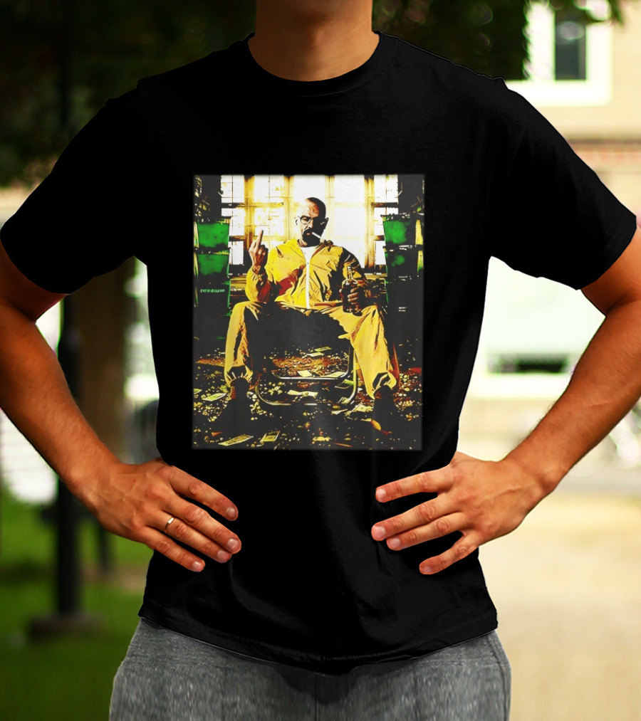 Breaking Bad Walter White Iconic Yellow Suit Middle Finger Scene T-Shirt