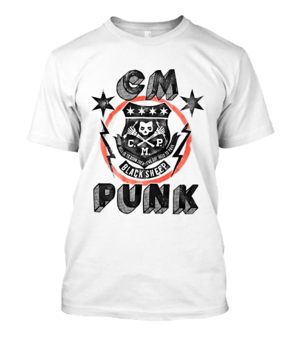 CM Punk Black Sheep Crest With Stars And Lightning T-Shirt