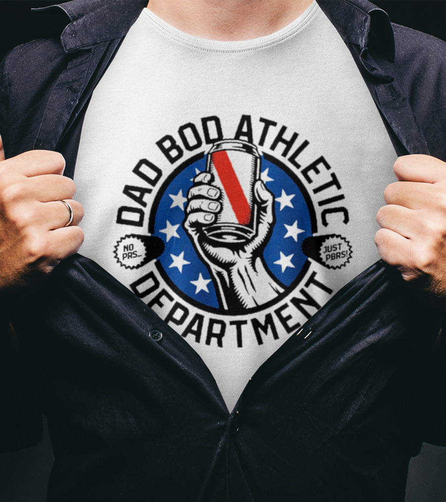 Dad Bod Athletic Department No Pass Just Punt Beer Can Stars T-Shirt