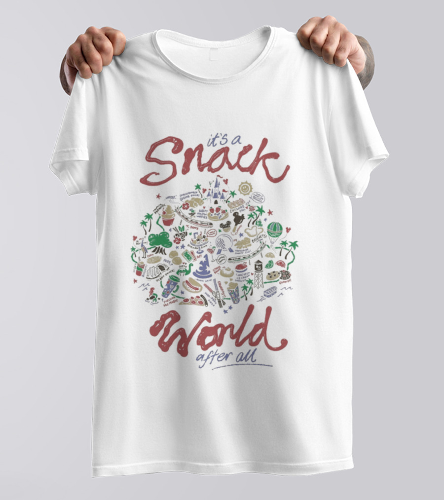 It's A Snack World After All Colorful Food Adventure T-Shirt