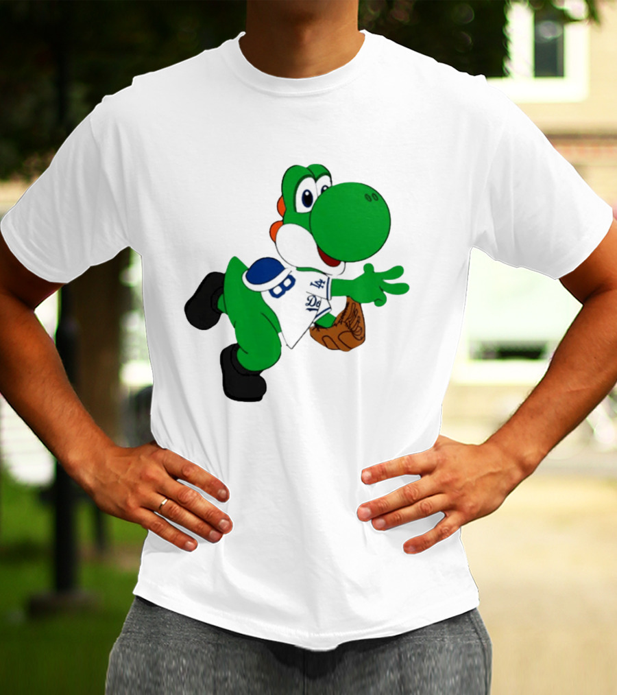 Los Angeles Dodgers Green Dinosaur Cartoon Character Toddler Staple T-Shirt