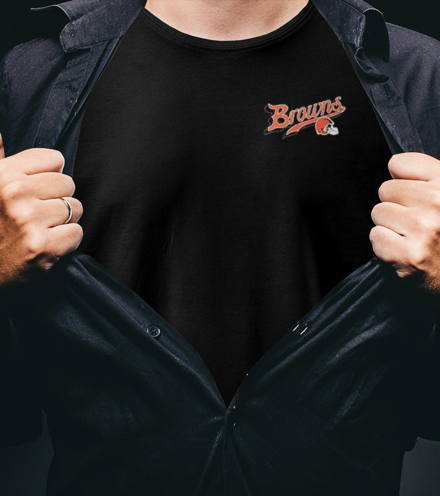 Born X Raised Cleveland Browns Dawg Pound Pro Browns Helmet Script T-Shirt