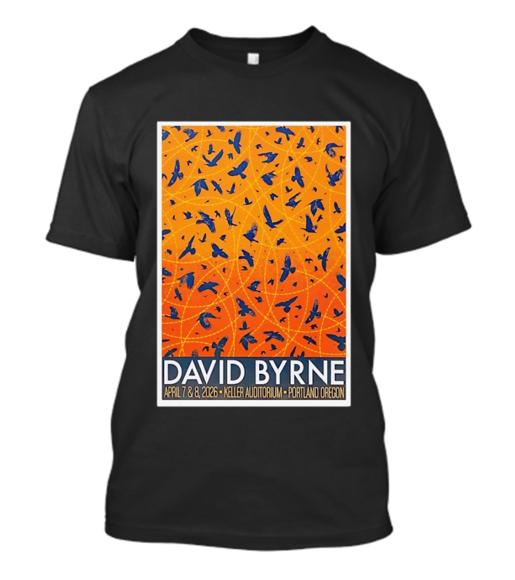 David Byrne April 7 8 2026 Keller Auditorium Portland Oregon Birds Orange Blue T-Shirt