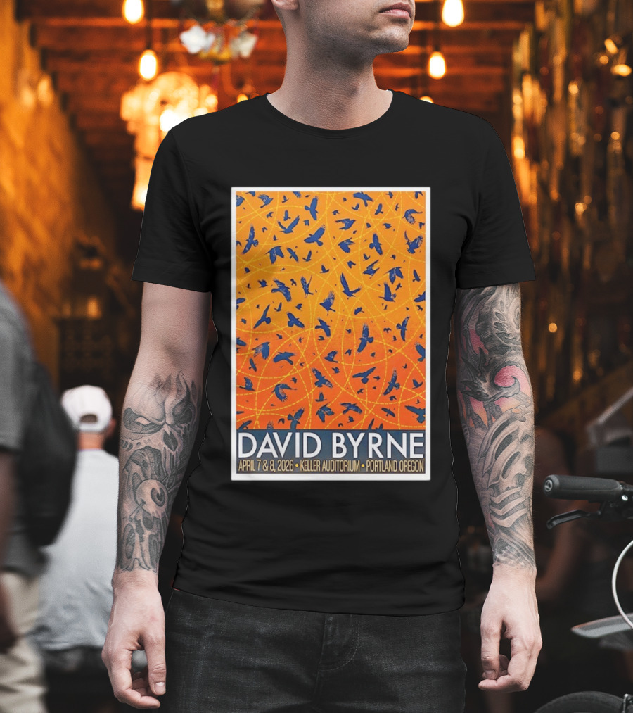 David Byrne April 7 8 2026 Keller Auditorium Portland Oregon Birds Orange Blue T-Shirt