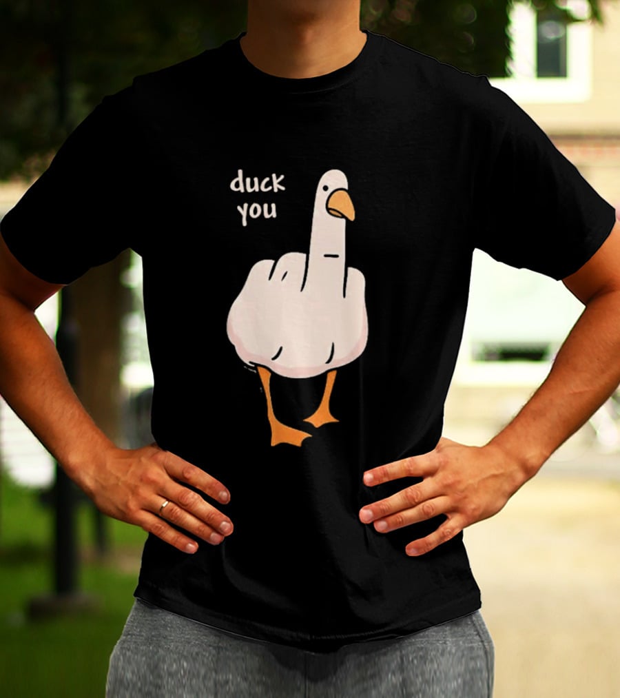 Duck You Middle Finger Duck Cartoon T-Shirt