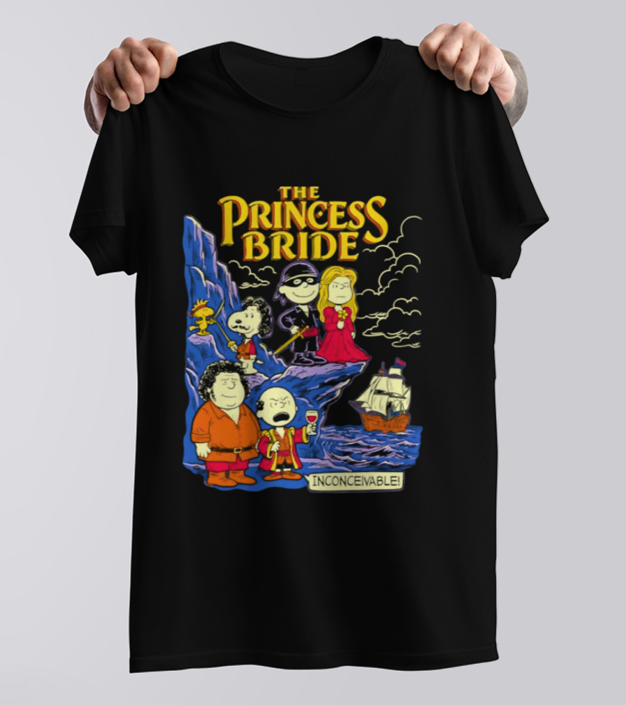 The Princess Bride Peanuts Crossover Featuring Iconic Cartoon Characters T-Shirt