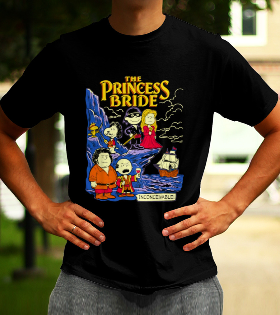 The Princess Bride Peanuts Crossover Featuring Iconic Cartoon Characters T-Shirt