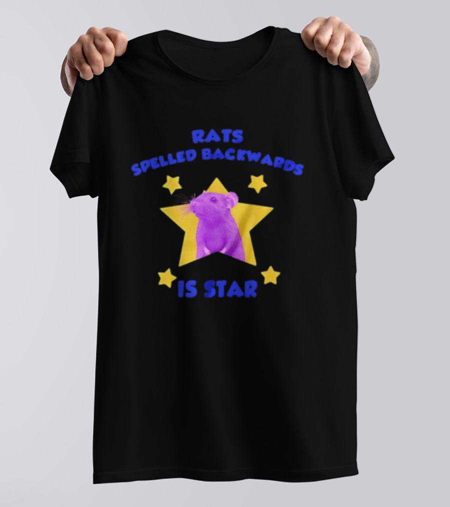 Rats Spelled Backwards Is Star Purple Mouse Yellow Stars T-Shirt