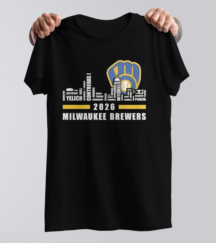 Milwaukee Brewers 2026 City Skyline Yelich Baseball Team Players T-Shirt