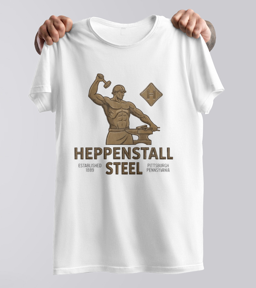 Heppenstall Steel Pittsburgh Pennsylvania Established 1889 Hammer And Anvil Statue T-Shirt