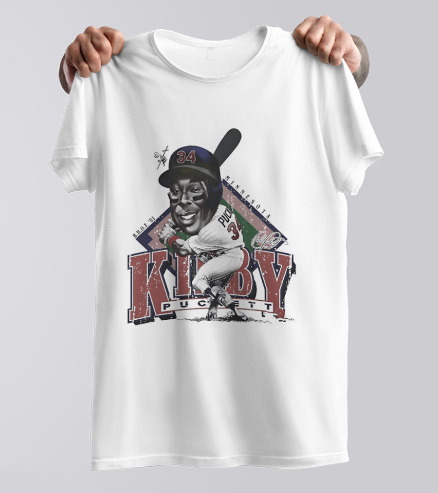 Kirby Puckett 34 Minnesota Twins Baseball Cartoon T-Shirt