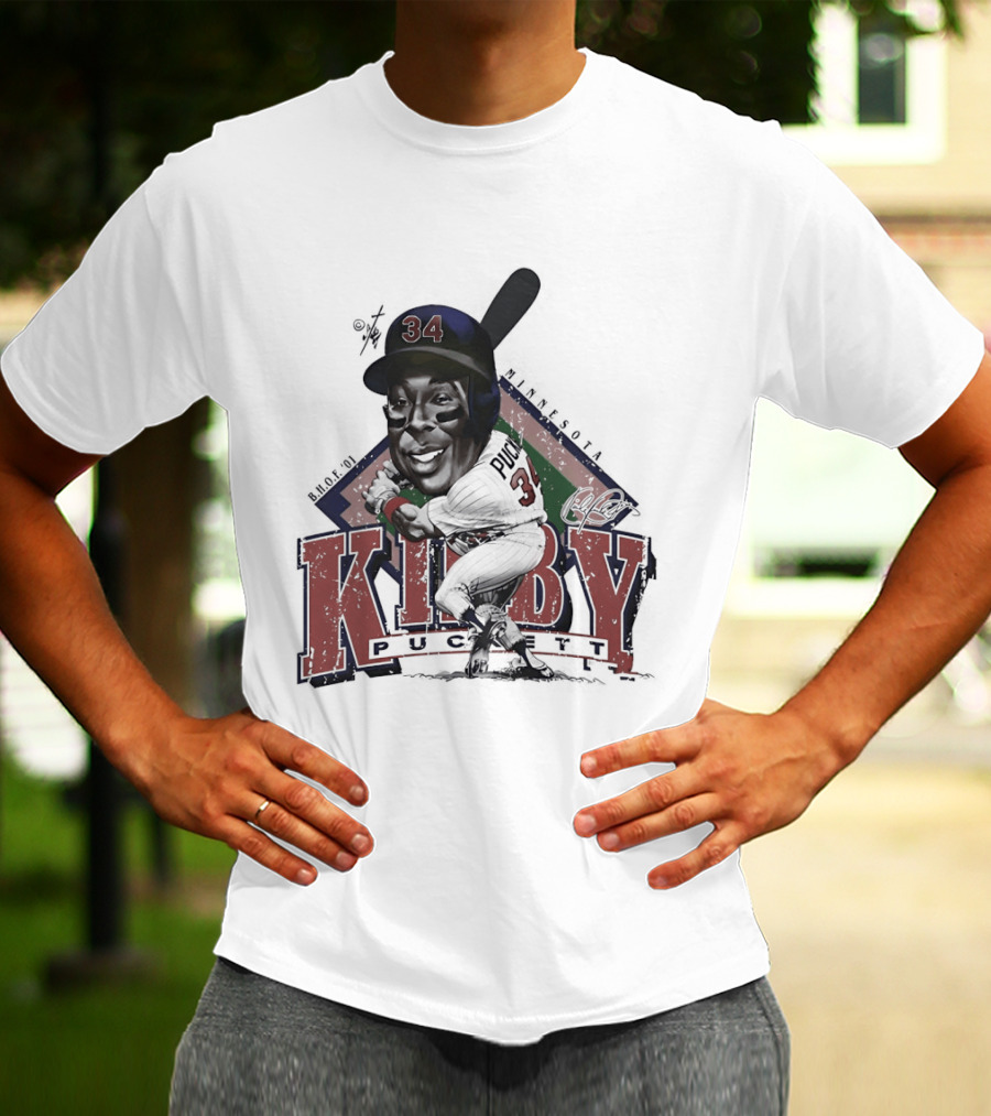 Kirby Puckett 34 Minnesota Twins Baseball Cartoon T-Shirt