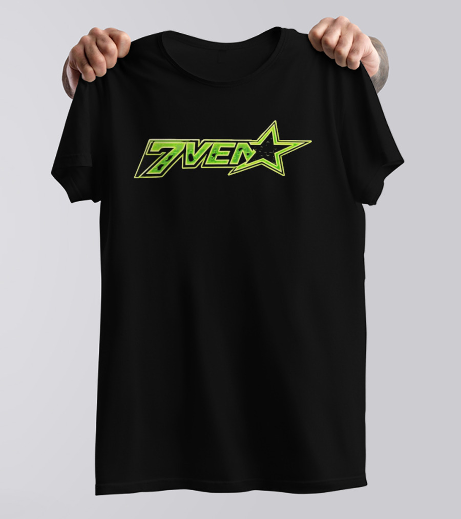 7Ven Star Neon Green Black Bold Lettering T-Shirt