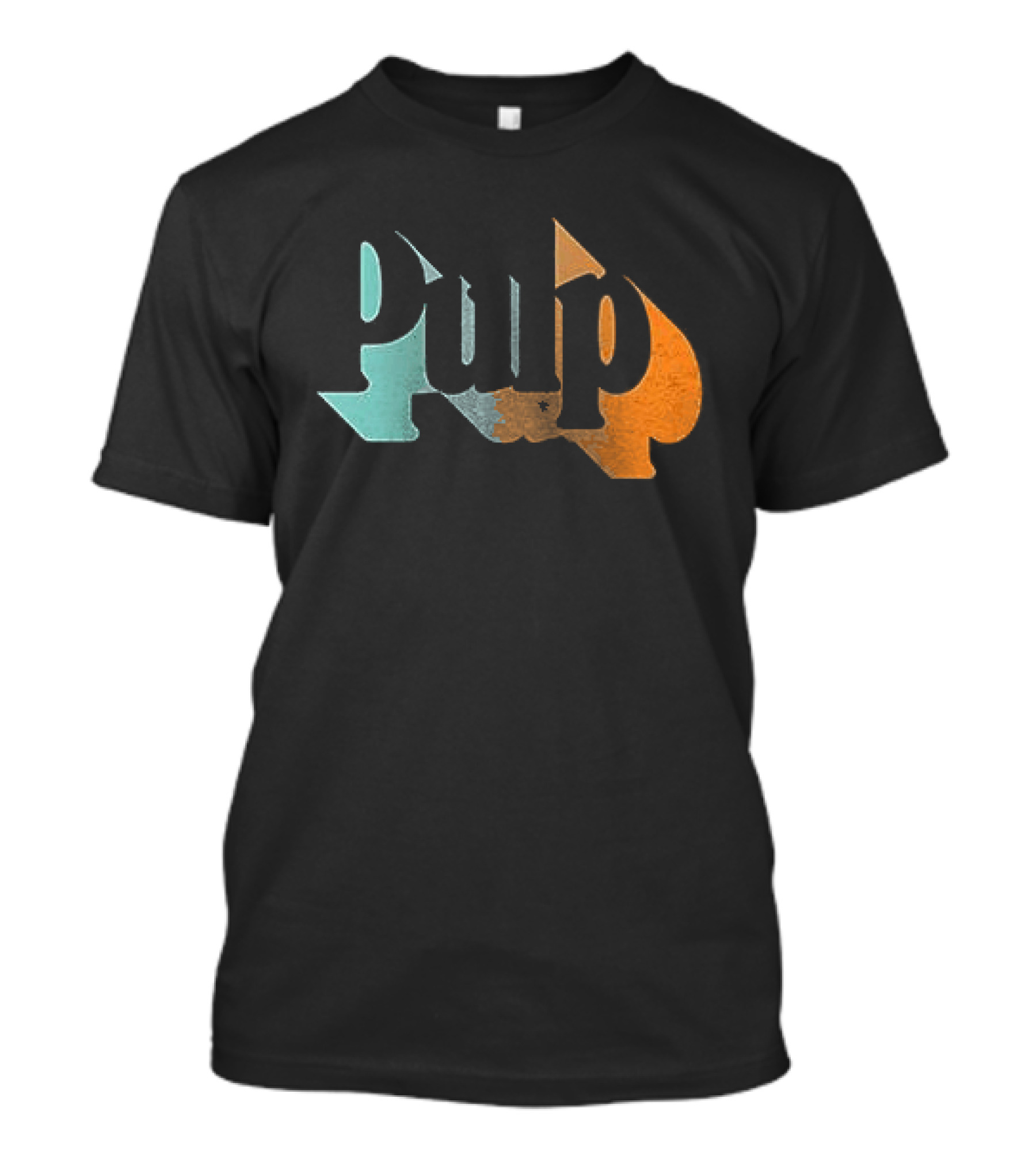 Here Comes More Pulp Dates Retro Style Text In Blue And Orange T-Shirt