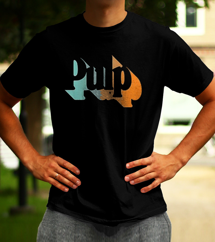 Here Comes More Pulp Dates Retro Style Text In Blue And Orange T-Shirt