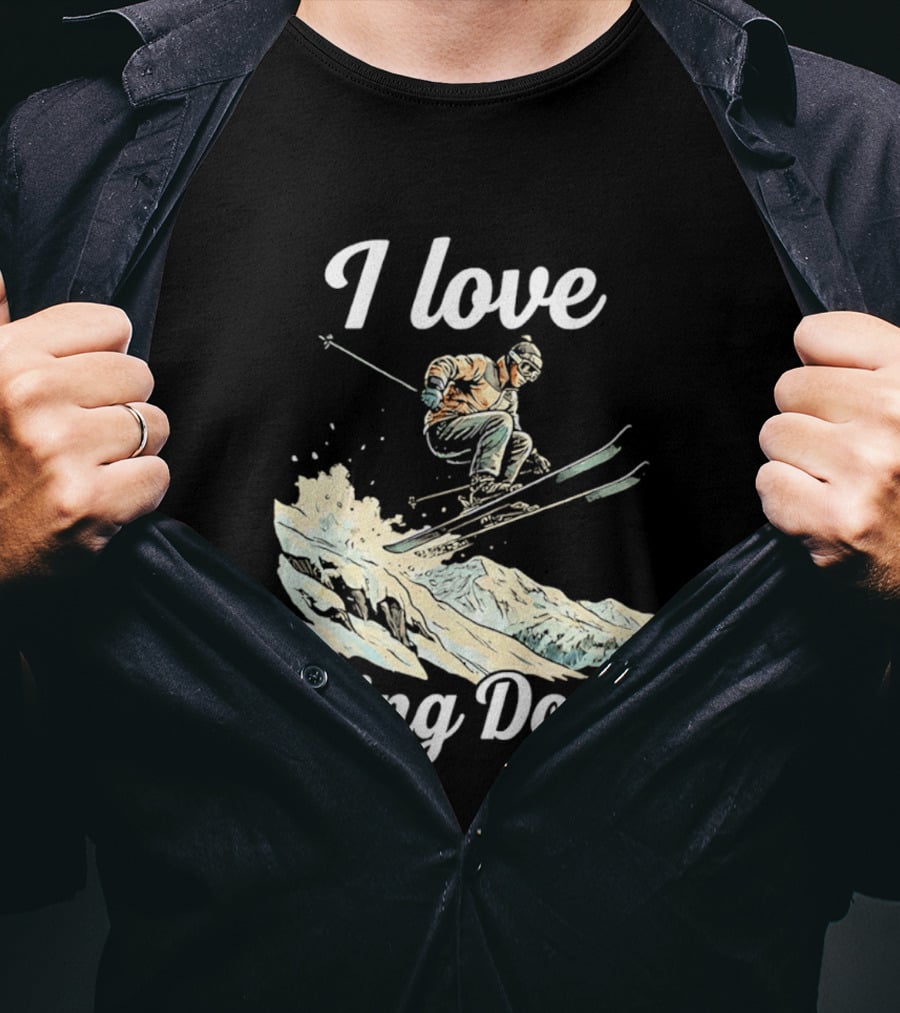 I Love Going Down Skiing Skier Jumping T-Shirt