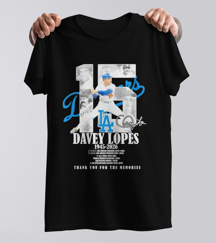 Davey Lopes Los Angeles Dodgers 15 1945 2026 Thank You White Blue T-Shirt