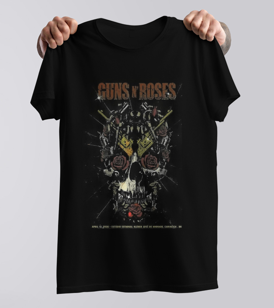 LIMITED Apr 12 2026 Guns N' Roses Cariacica BR Roses Skull Art Print T-Shirt
