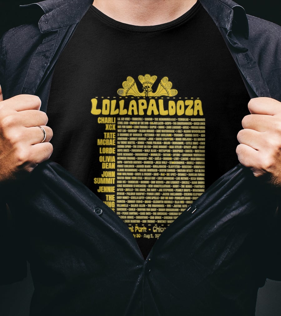 Lollapalooza 2023 Lineup Charli XCX Tate McRae Lorde Olivia Dean John Summit Jennie T-Shirt