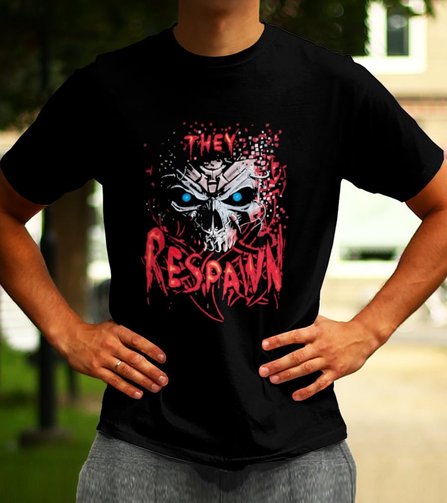 They Respawn Skull Blue Eyes Graffiti T-Shirt