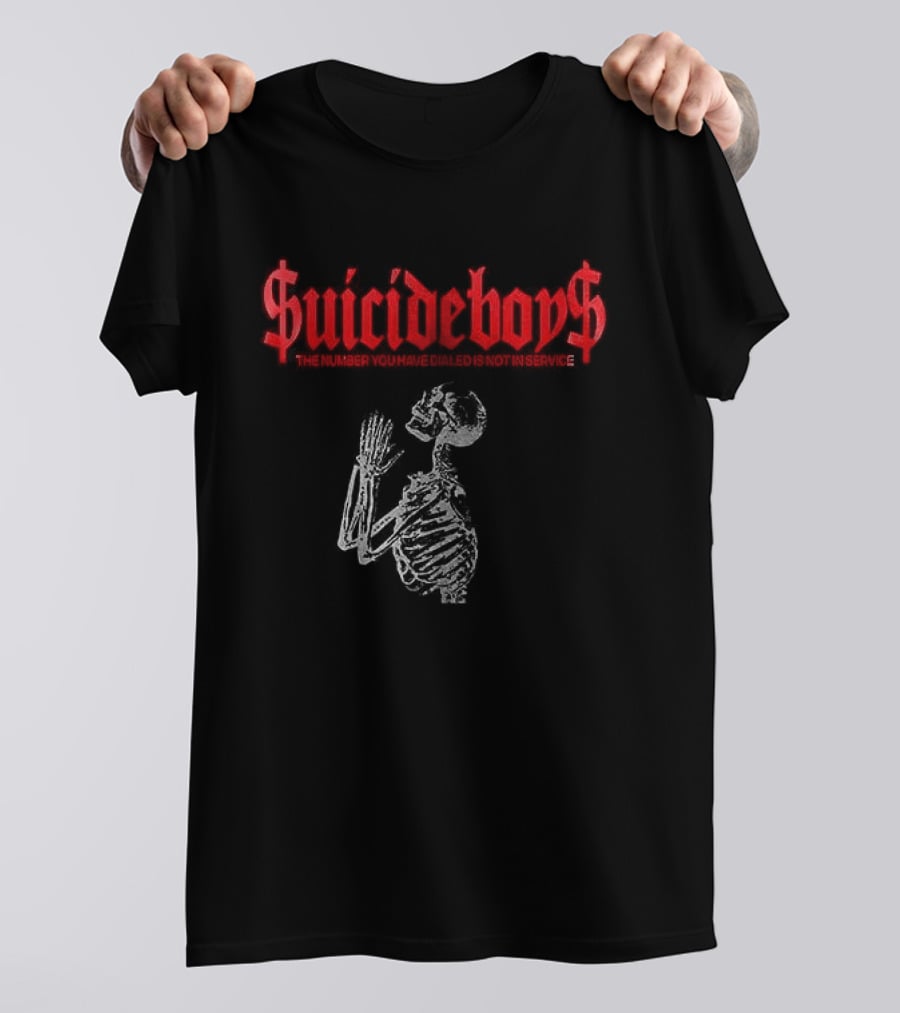 SuicideBoyS Grey Day Tour Skeleton The Number You Have Dialed Is Not In Service I Want To Die In New Orleans T-Shirt