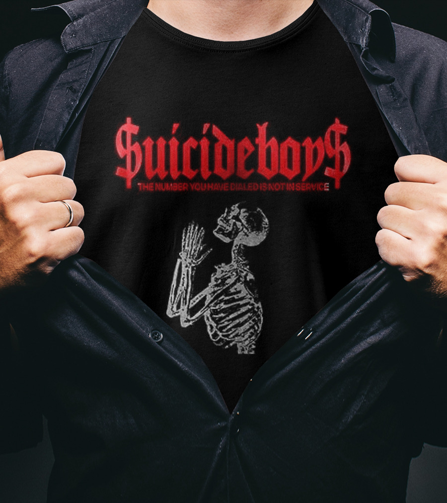 SuicideBoyS Grey Day Tour Skeleton The Number You Have Dialed Is Not In Service I Want To Die In New Orleans T-Shirt