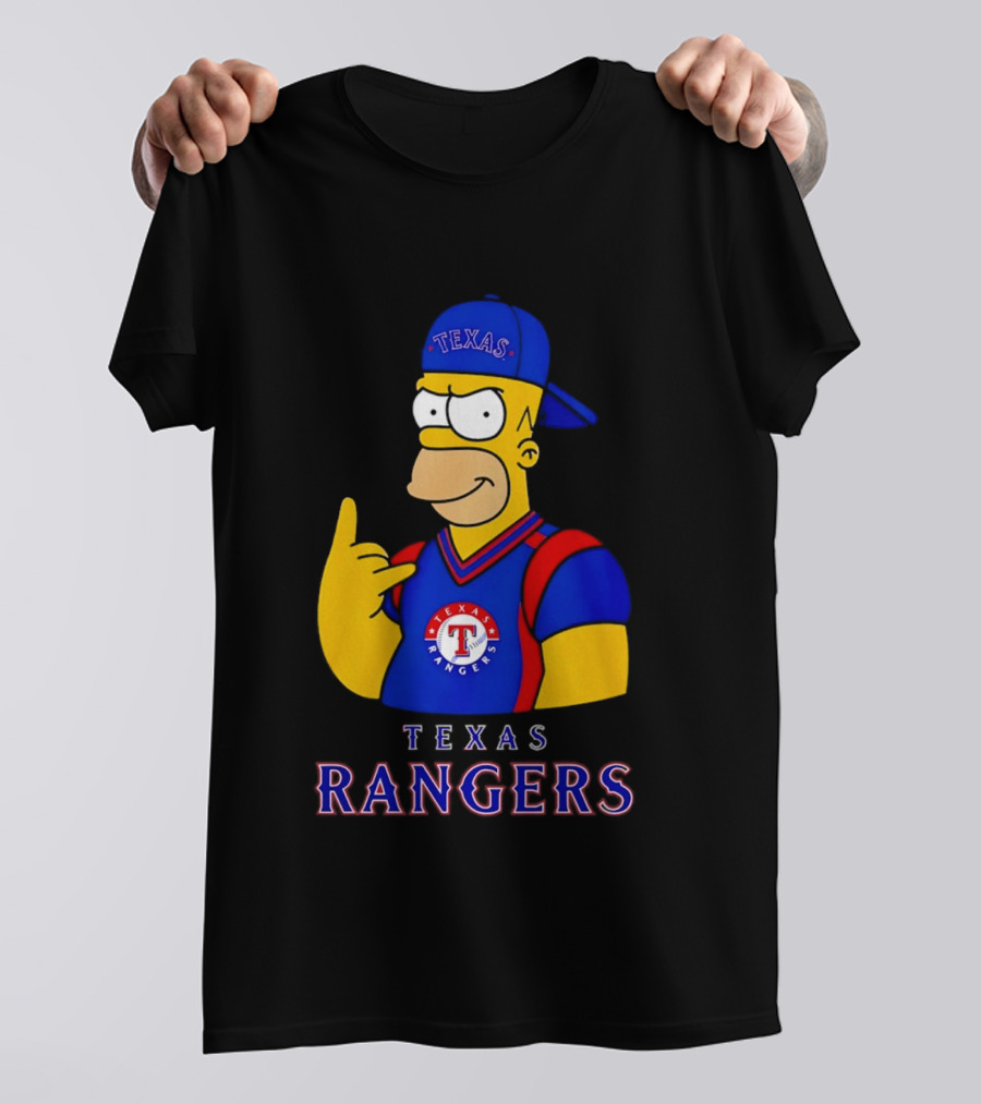 The Simpsons Texas Rangers Rock Hand Homer T-Shirt