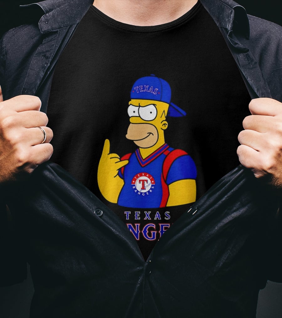The Simpsons Texas Rangers Rock Hand Homer T-Shirt